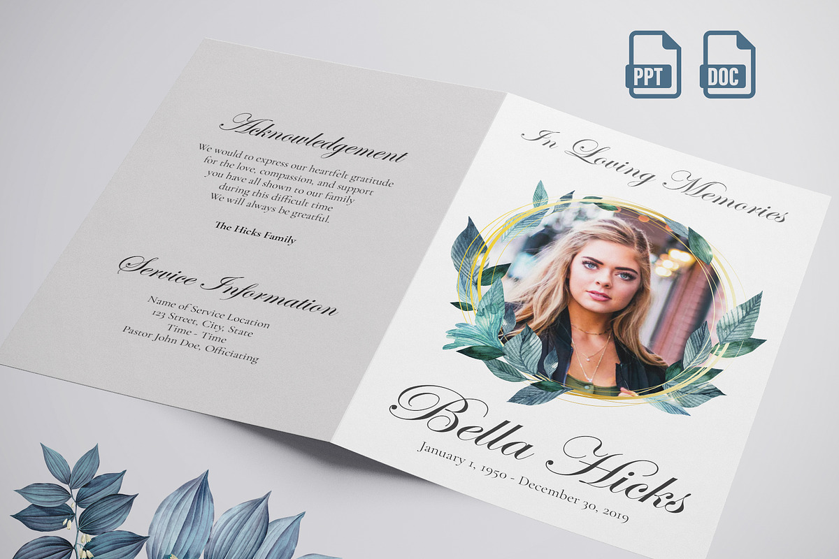 funeral program printing template, a Templates & Theme by TemplateLab (Photo 1 of 2)