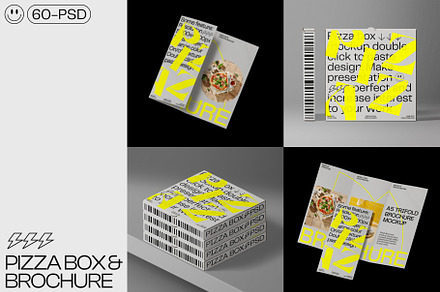 Pizza box & Brochure mockups
