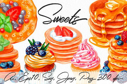Sweets - vector set, an Object Graphic by ViktoriArt