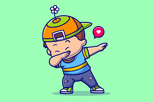 Cute Boy Dabbing Cartoon