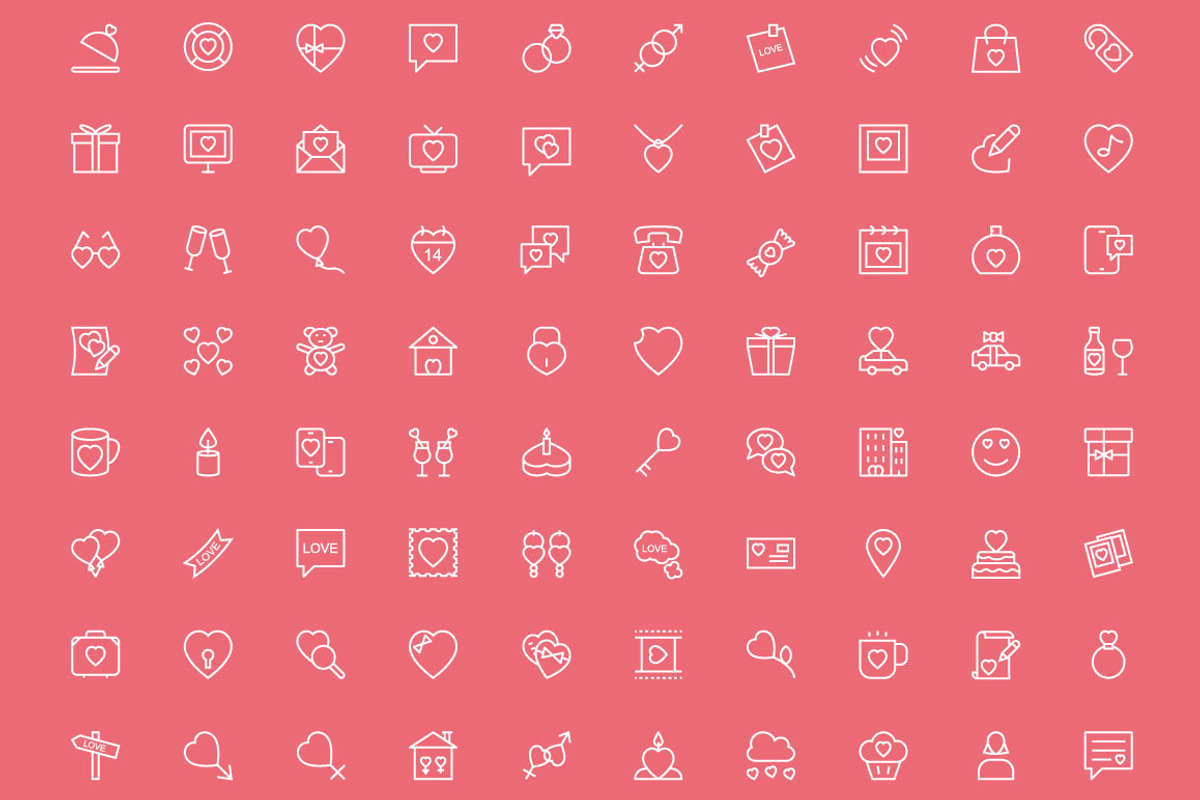 100+ Love and Romance Vector Icons preview 2