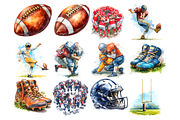 Watercolor Football Clipart, a Decorative Illustration by stickermadness (Thumbnail 3 of 5)