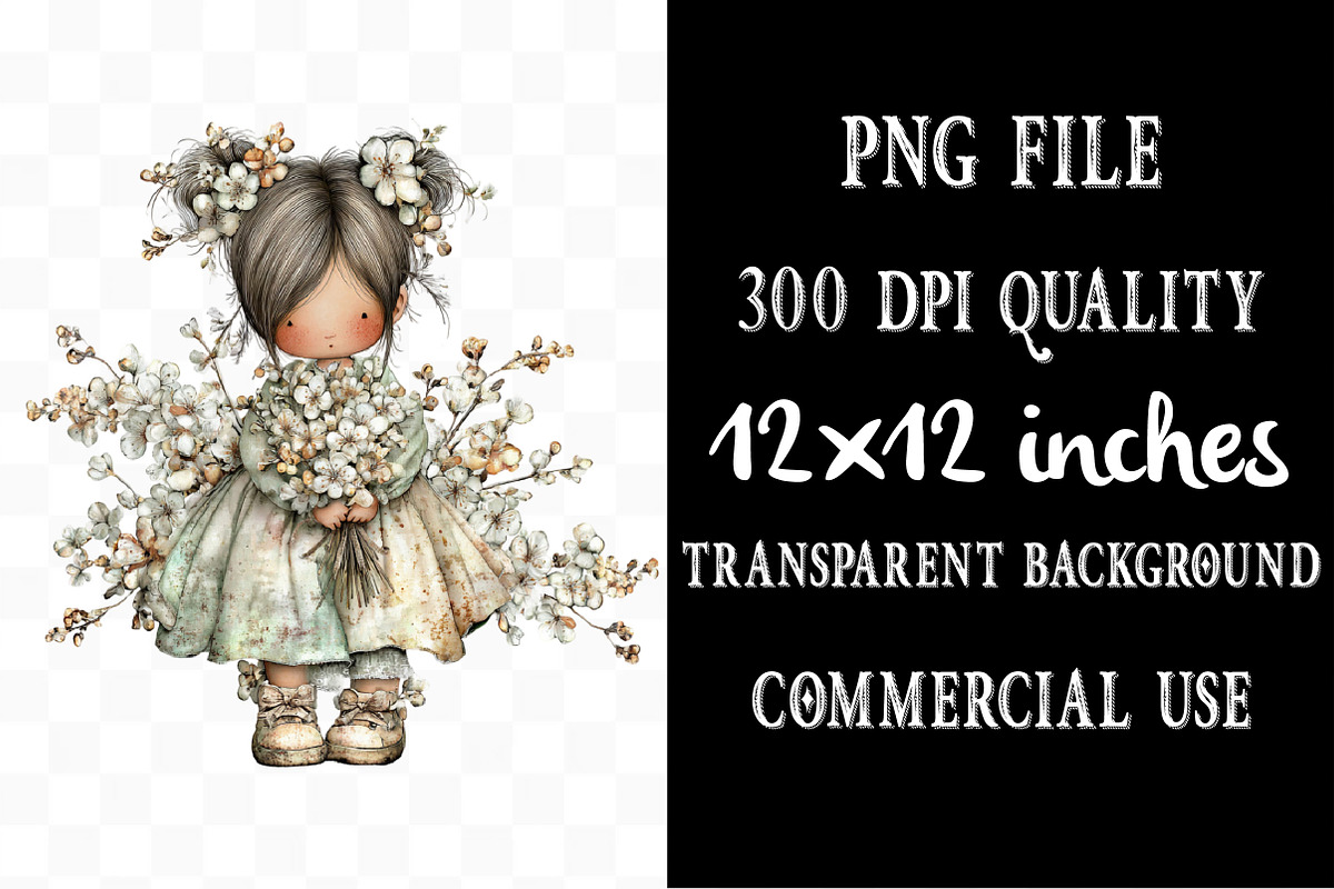 Whimsical Spring Girl Clipart, an Illustration by Designking (Photo 4 of 5)