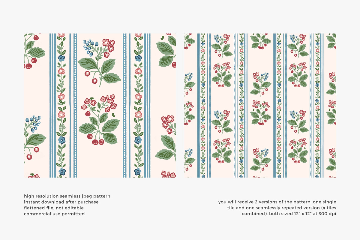berry stripe seamless pattern, a Pattern Graphic by Pink Studio Art (Photo 3 of 4)