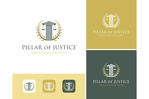 Pillar Justice Scale Wreath Logo, a Branding & Logo Template by ika trisiana