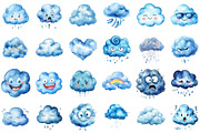 Blue Cloud Clipart, Blue Emoticon Cl, an Illustration by Sublimation Artist (Thumbnail 2 of 6)