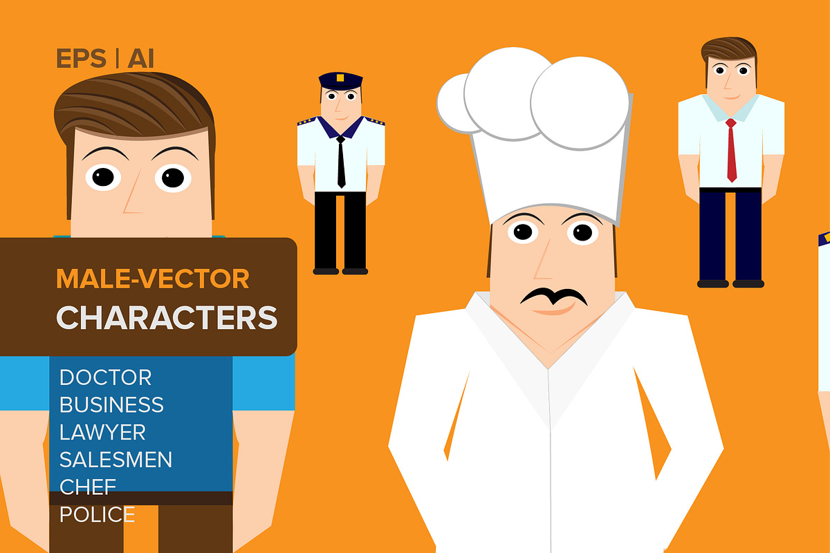 MALE-VECTORS CHARACTERS  EPS | CS4+, a Work Illustration by SUBCUTANEO STORE (Photo 2 of 2)