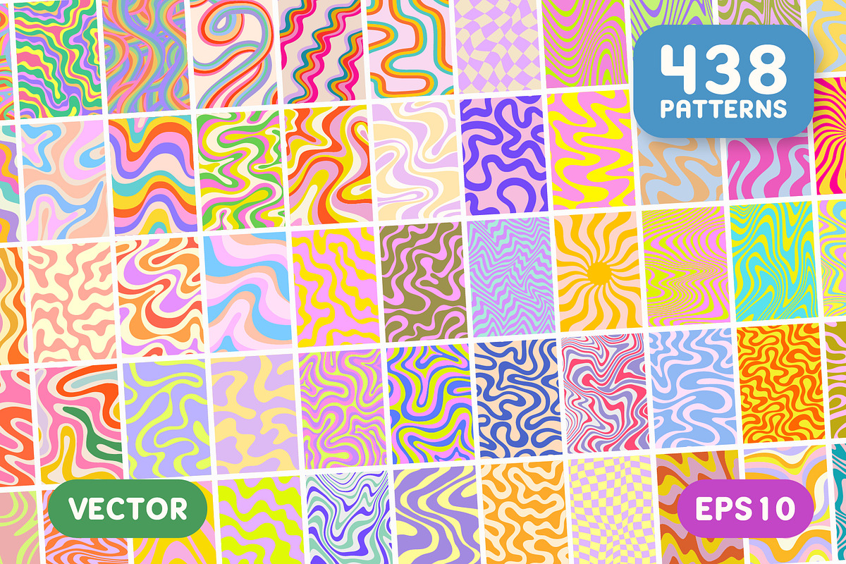 GROOVY VECTOR PATTERNS, a Pattern Graphic by craftlove (Photo 2 of 12)