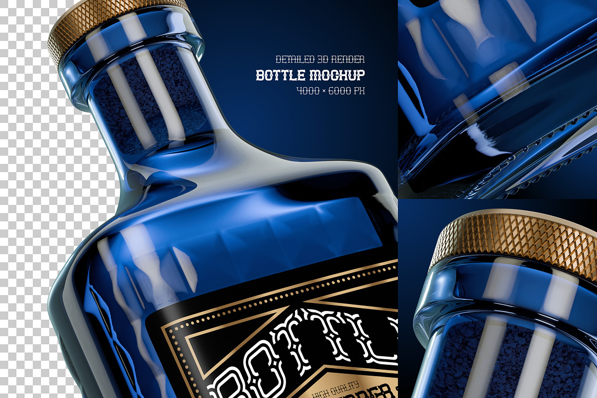 Deep Blue Bottle Mockup, a Packaging Mockup by Gleb Guralnyk (Photo 2 of 3)