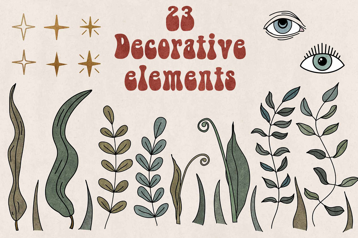 Retro magic mushrooms & eyes set, an Illustration by marie dricot (Photo 3 of 5)