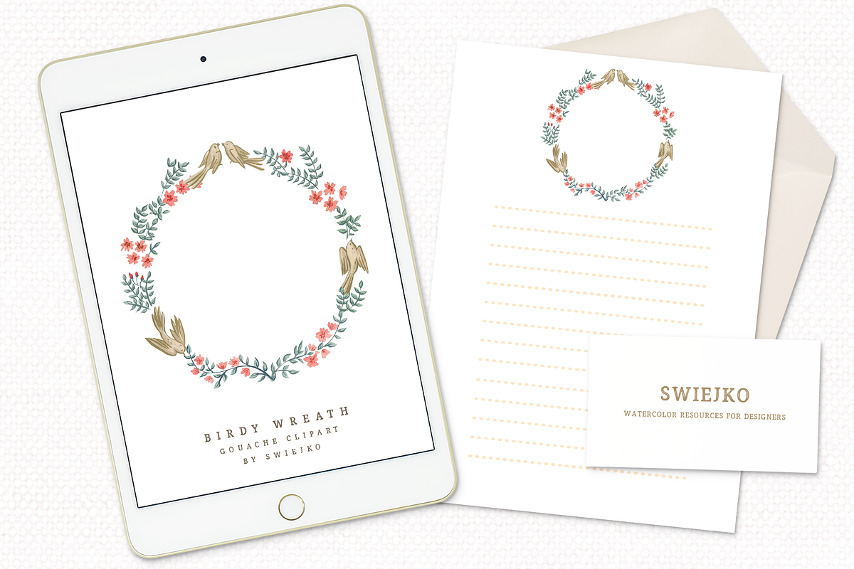 Gouache Wreath, Wedding, Birds, an Illustration by swiejko (Photo 3 of 5)