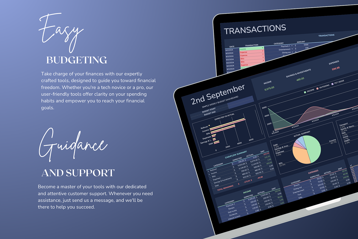 Simple Weekly Budget - Darkmode, a Templates & Theme by The Creative Plans co (Photo 9 of 10)