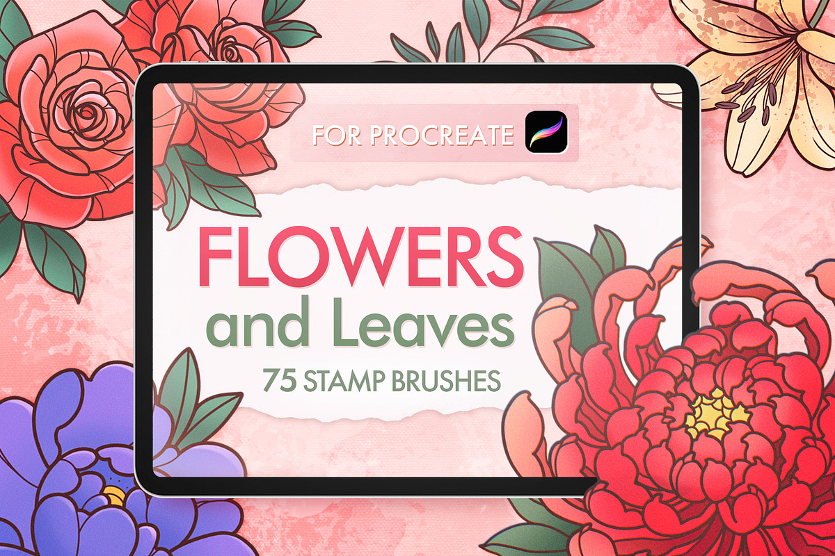 Floral Procreate Stamps for Tattoo, a Brush Add-On by InkPrintsTattoo (Photo 1 of 9)