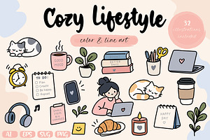 Cozy Lifestyle Illustration Set, an Object Illustration by OREHOVKA
