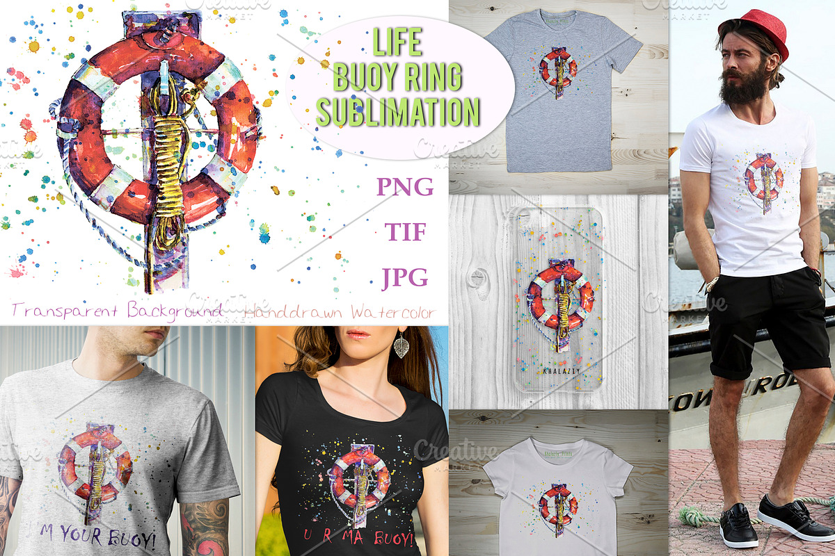 Life Buoy Ring Sublimation, an Illustration by Watercolor_Vector Graphic (Photo 1 of 8)