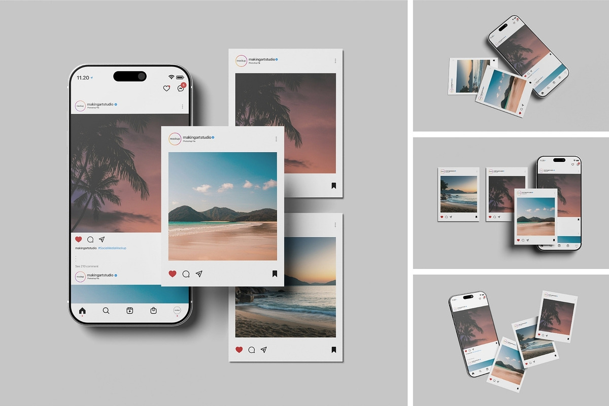 Realistic Social Media Mockup PSD, an Advertising Mockup by MA-KING_ART (Photo 1 of 5)