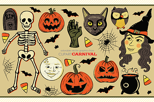 Vintage Style Halloween Clip Art