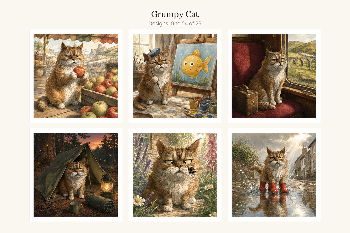 Grumpy Cat Illustrations, 29, an Animal Illustration by LanternkinStudio (Photo 9 of 14)