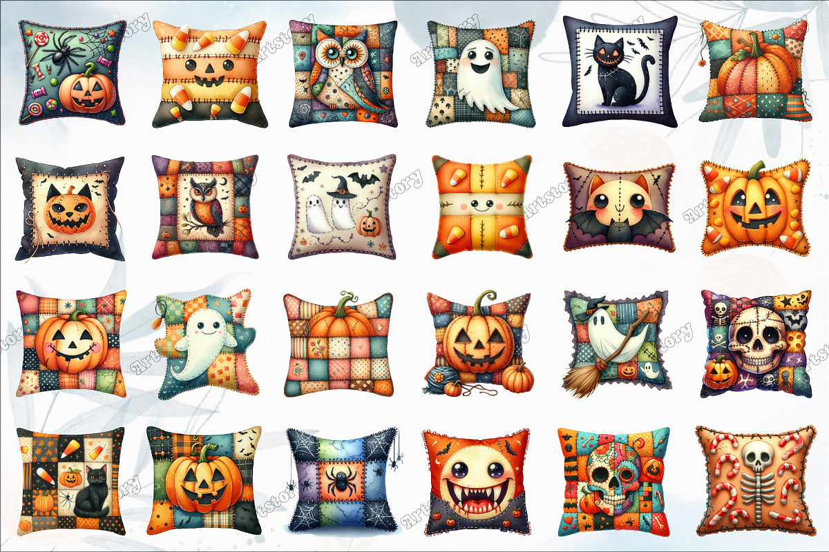 Funny Halloween Patchwork Pillow, an Illustration by designcity5 (Photo 2 of 5)