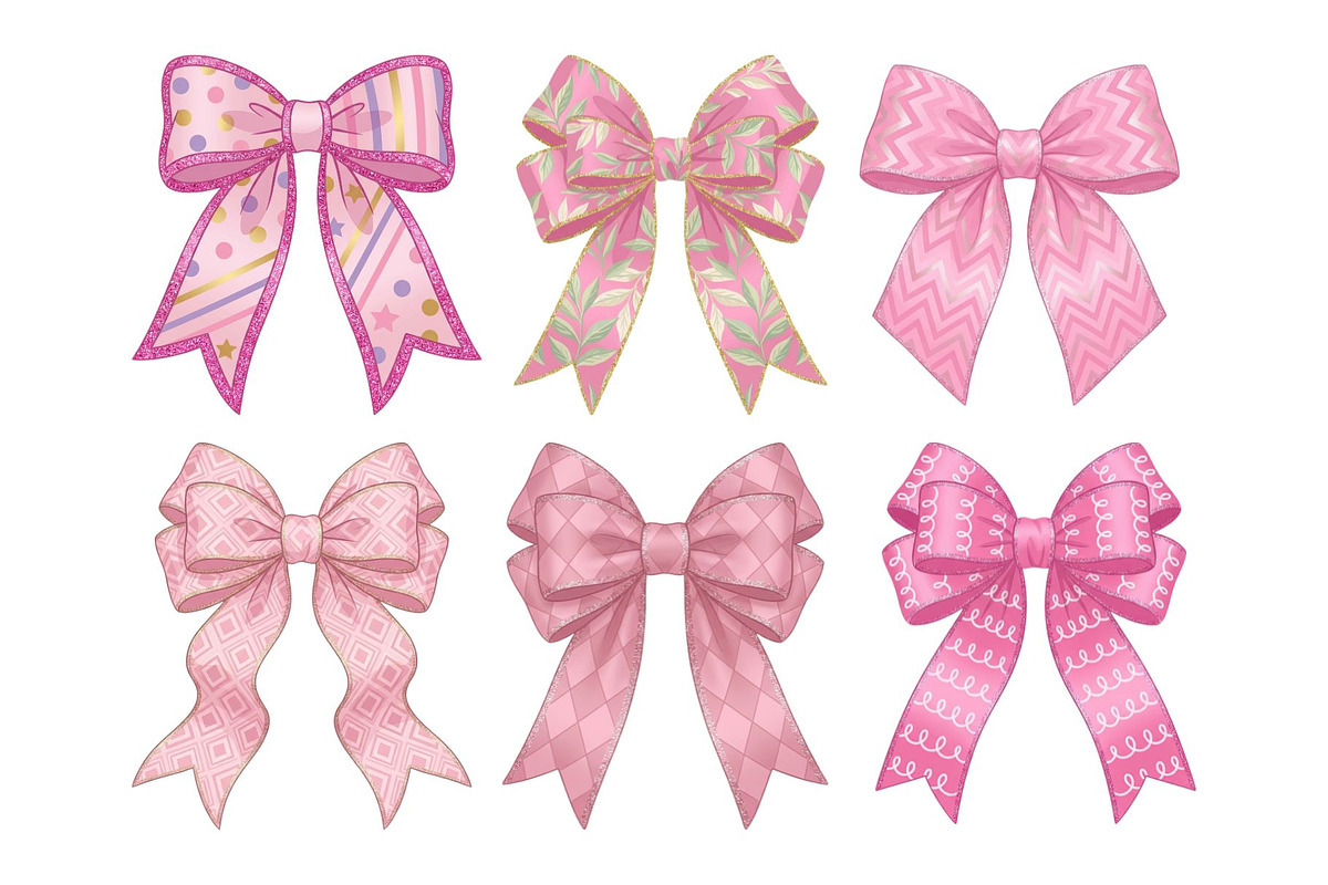 Pink Textured Bows Mega Bundle, a Decorative Illustration by Stellalunarts (Photo 3 of 7)