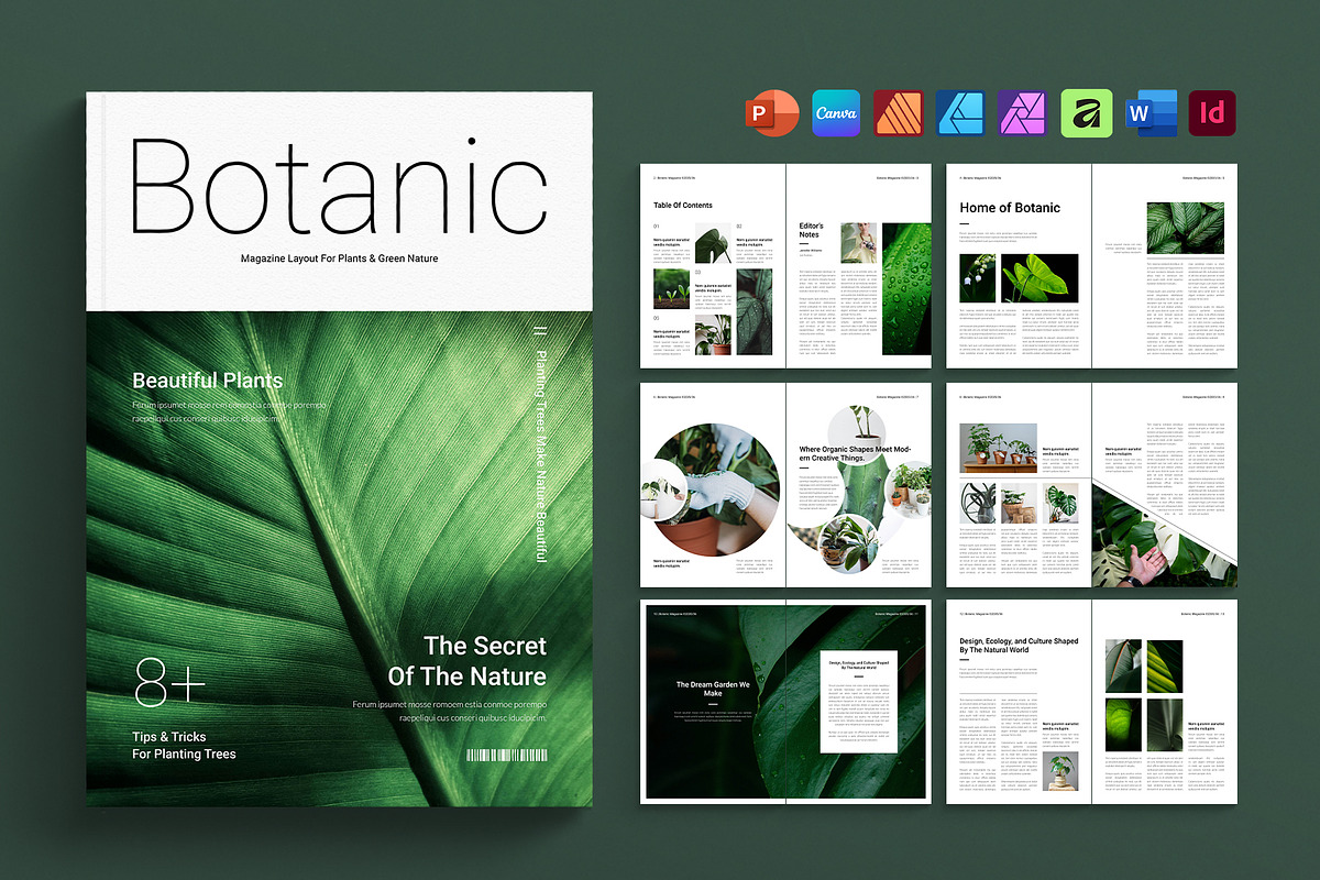 Botanic Green Nature Magazine, a Magazine Template by DesignCrest (Photo 1 of 14)