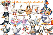 Watercolor Funny Silly Goose Clipart, an Illustration by DreamCafeArt (Thumbnail 1 of 7)