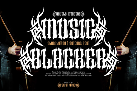 Music Blacker - Gothic Font, a Blackletter Font by Iqsiart Studio