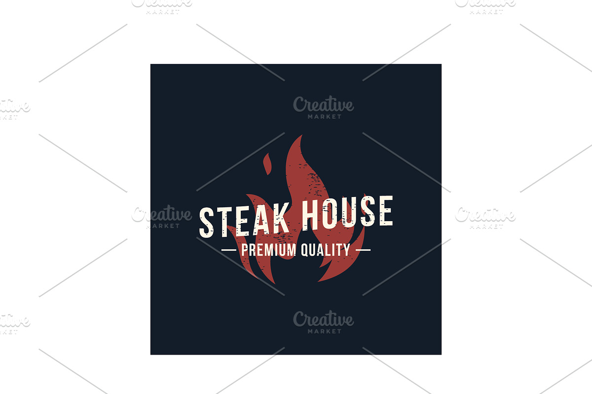 Retro vintage grilled steak logo wit, a Branding & Logo Template by LOGOCREATIVE