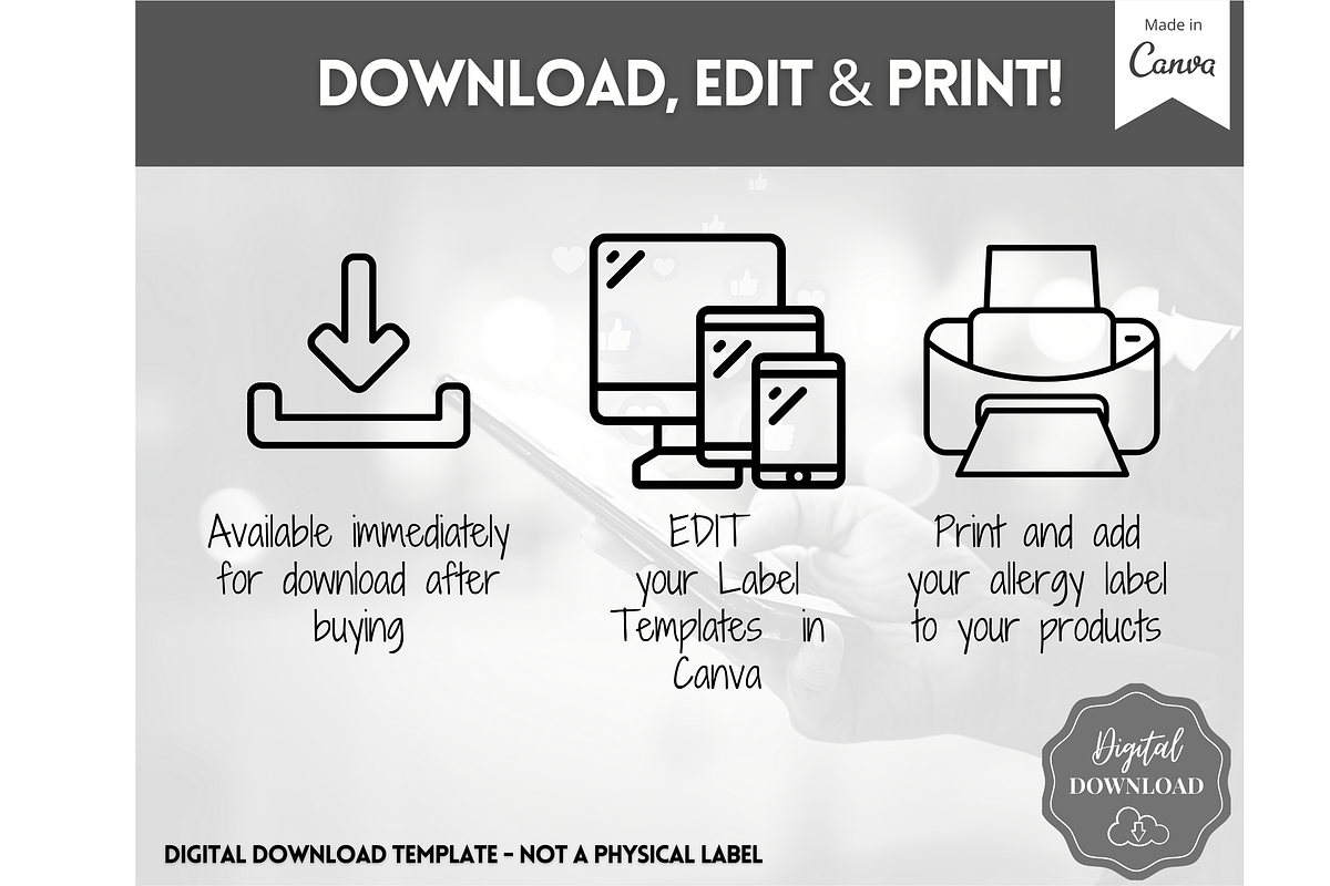 EDITABLE Food Allergy Label Template, a Templates & Theme by Templatables (Photo 8 of 8)
