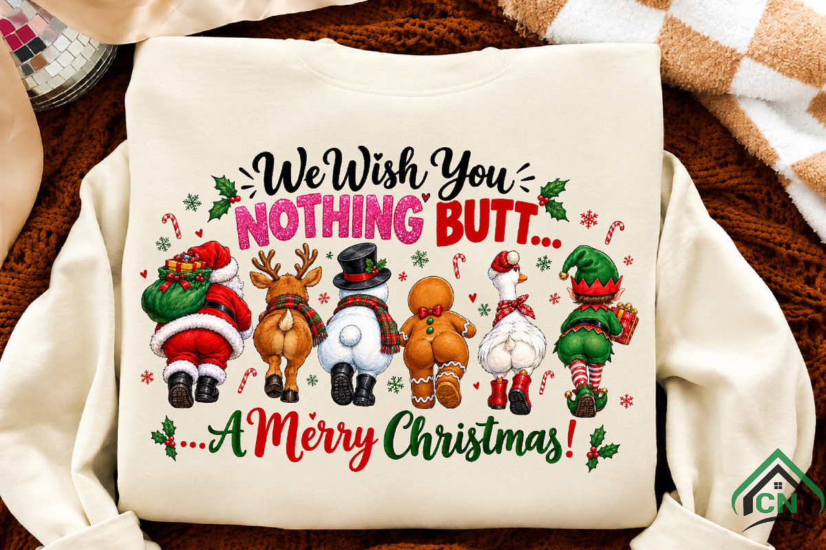 We Wish You Nothing Butts Christmas, a Seasonal Illustration by Craft Nest (Photo 2 of 6)