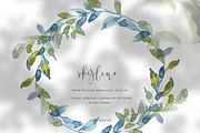 watercolor hand painted blue florals, an Illustration by Patishop Art (Thumbnail 3 of 9)