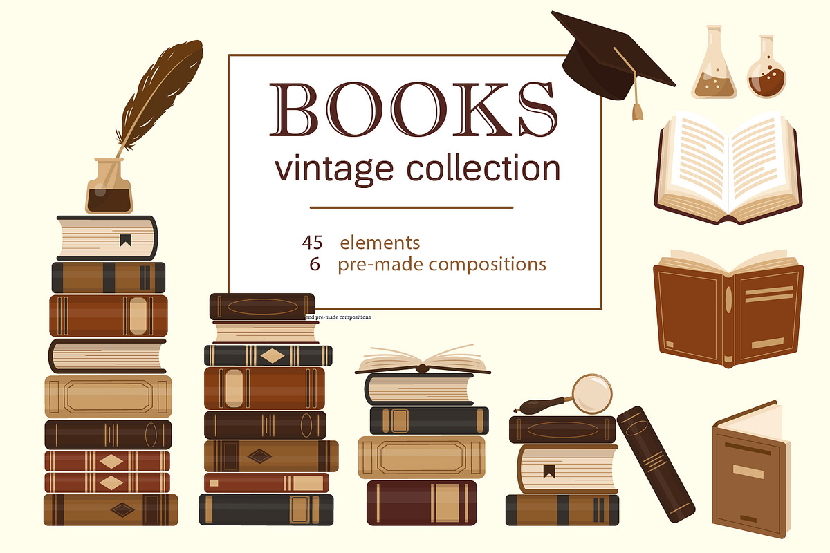 Books vintage collection, an Education Illustration by Elena Istomina (Photo 1 of 8)