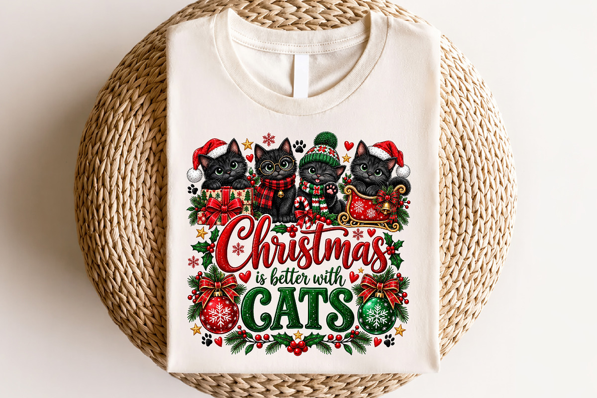 Christmas is Better Black Cats PNG, a Seasonal Illustration by CraftArtStudio (Photo 4 of 4)