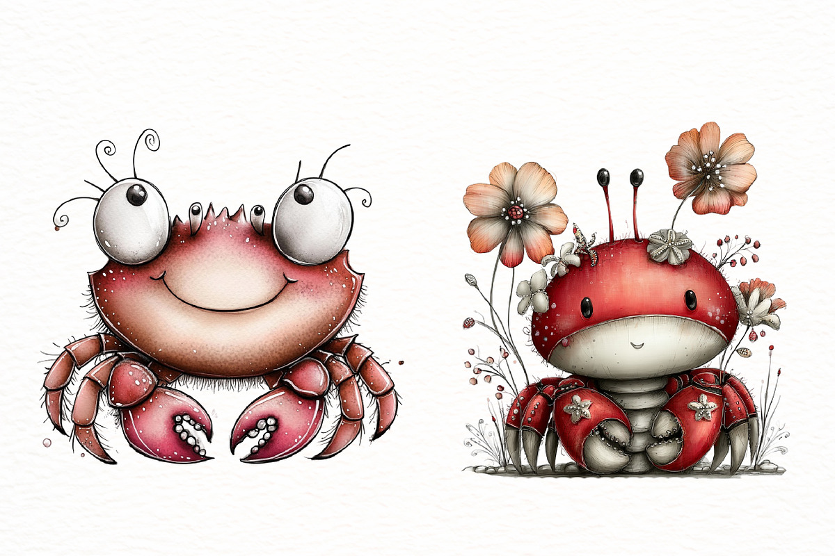 Whimsical Summer Crab Clipart, an Illustration by Designworld (Photo 5 of 6)