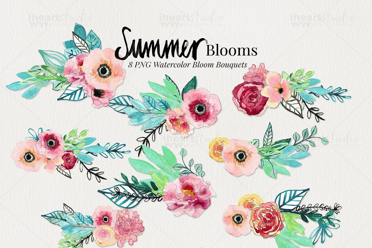 Summer Blooms Watercolors, an Illustration by iHeartStudio (Photo 2 of 4)