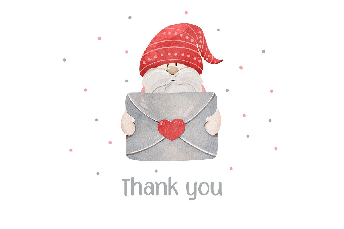 Watercolor Valentine Gnomes Clipart, a Seasonal Illustration by ArtGiftsStudio (Photo 4 of 4)