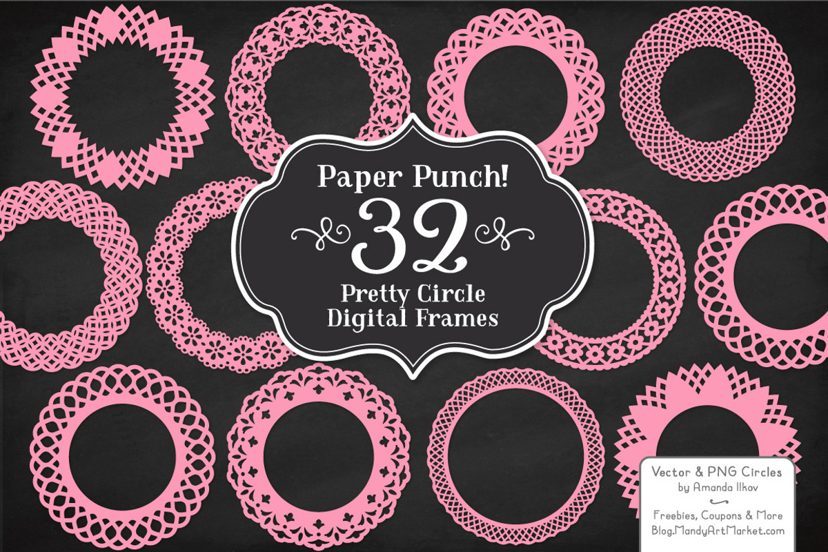 Pink Lace Scrapbook Frame Circles, an Illustration by Amanda Ilkov (Photo 2 of 5)