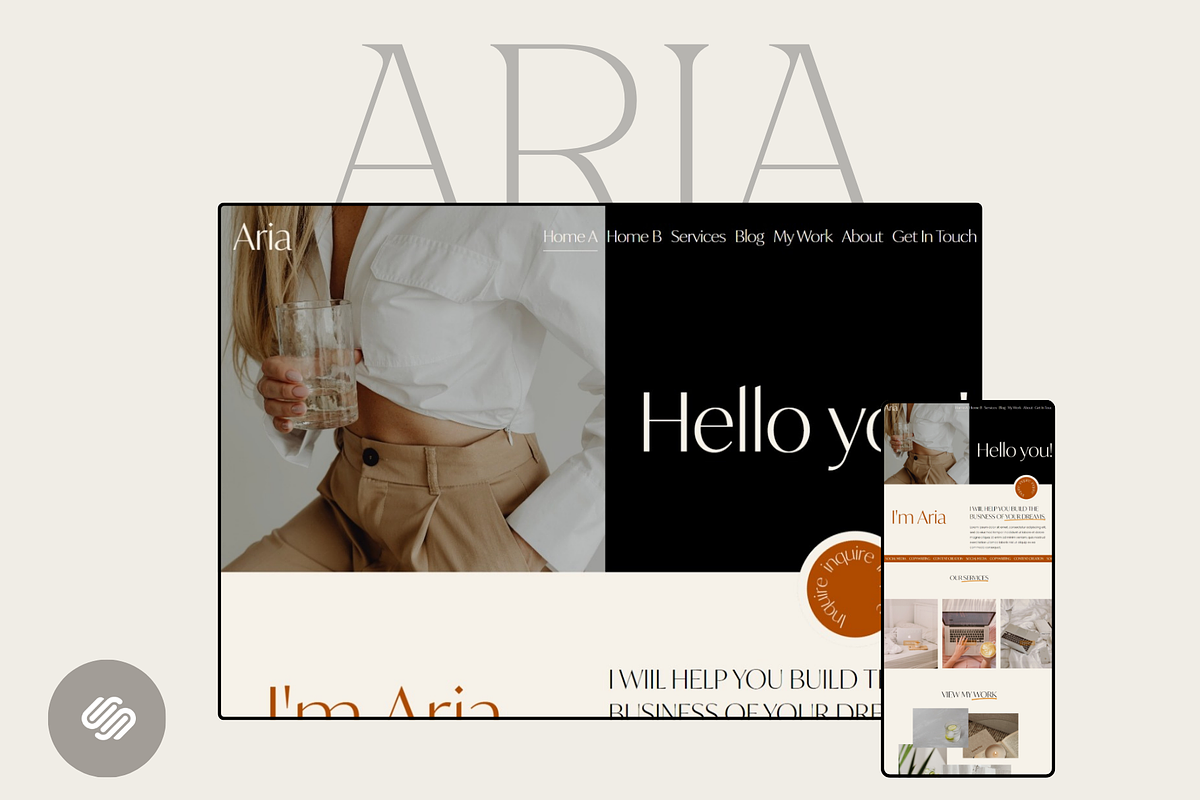 Aria Squarespace 7.1 Template, a Squarespace Template by Beliveart (Photo 1 of 4)