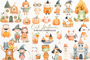 Halloween Kids Clipart Autumn Animal, a Seasonal Illustration by SugarCloudStudioArt