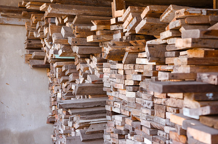 Lumber mill with full of cutting woods warehouse. Factory and pr, an Industrial Photo by Ministocker