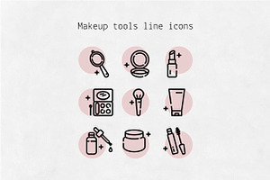 Makeup tools line icons, an Outline Icon by Lyolya Profitrolya