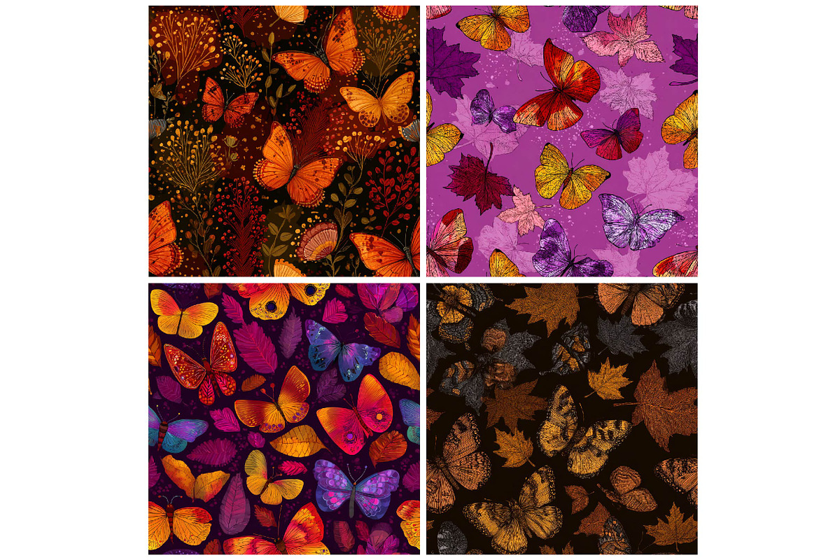 Fall Butterfly Seamless Patterns, an Illustration by DreamPrint404 (Photo 3 of 5)