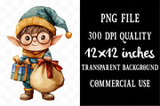 Christmas Elf Watercolor Clipart, an Illustration by Designking (Thumbnail 4 of 5)