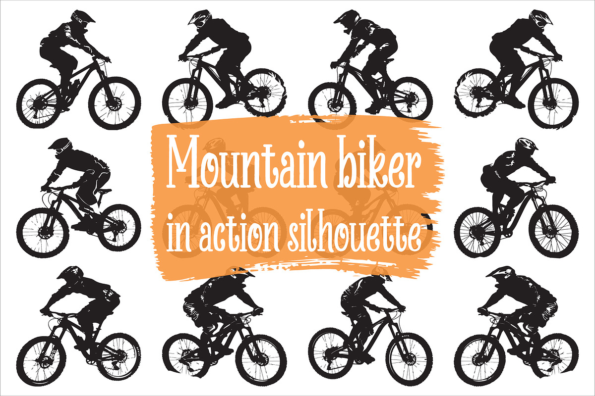Extreme Mountain Biking Silhouette, an Illustration by jahid234