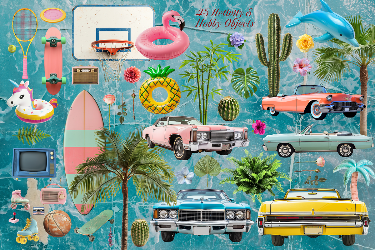 Retro Summer Collage, an Object Graphic by barsrsind (Photo 7 of 10)