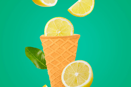 Ice cream cones with fresh fruits fa stock photo containing falling and flying, a Food & Drink Photo by Rodica Ciorba