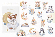 Puppy Dream Baby Watercolor Clipart, an Animal Illustration by Cat In Colour (Thumbnail 4 of 9)