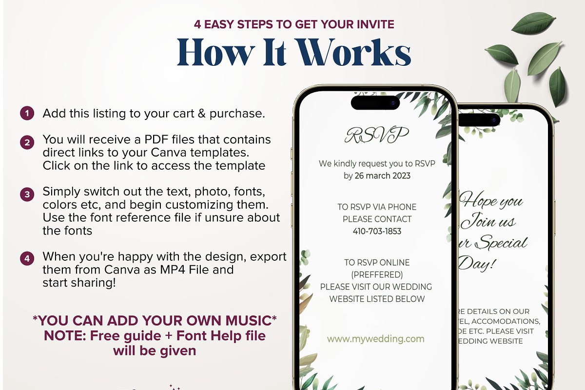 Botanical Wedding Video invite Canva, a Presentation Template by Aks-Designs (Photo 3 of 4)