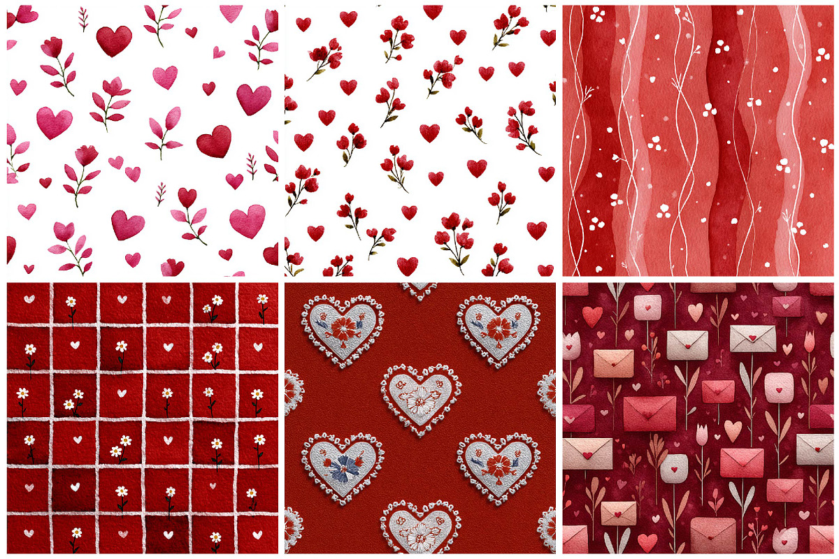 Floral Valentine Pattern Heart Paper, a Texture Illustration by DreamPrint404 (Photo 3 of 3)
