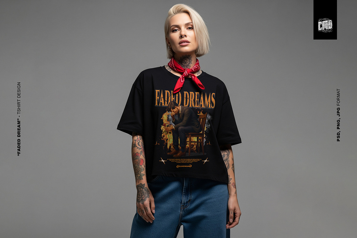 FADED DREAMS - T-Shirt Design, an Object Graphic by Cmd Project (Photo 3 of 10)